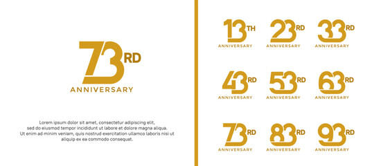 set of anniversary logotype brown color on white background for celebration moment