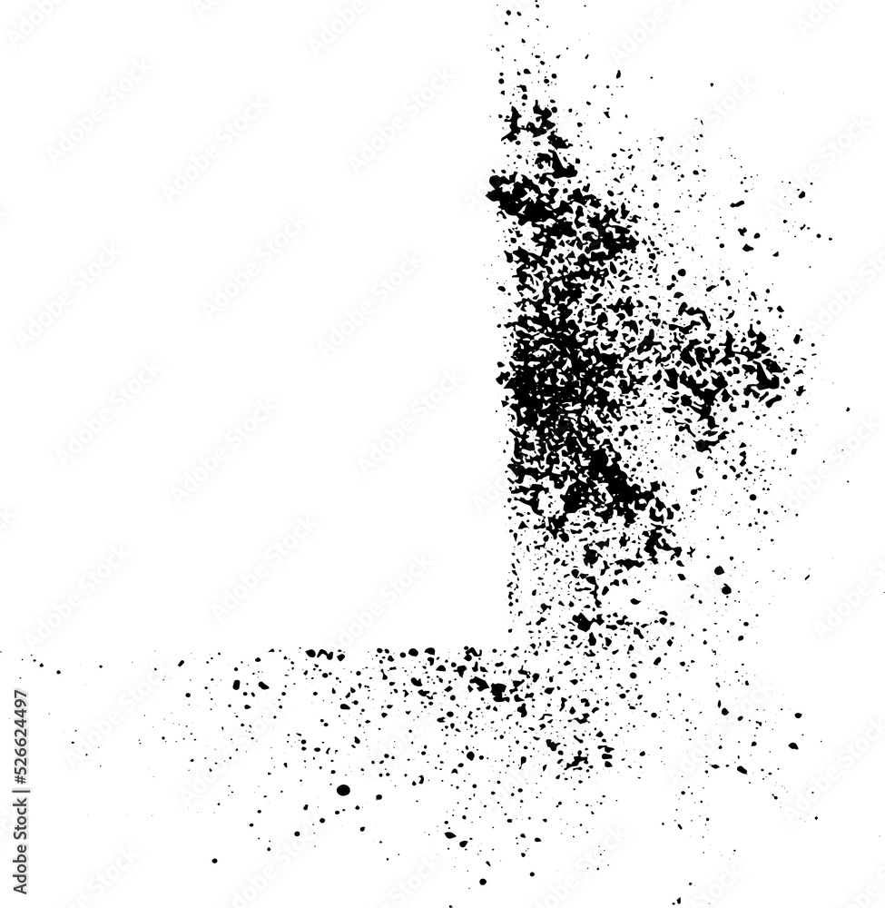 Aufkleber abstract black ink sprayed on a transparent background. square design elements for copy space frame.