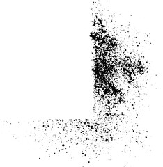 abstract black ink sprayed on a transparent background. square design elements for copy space frame. the grunge paint brush collection for creative design