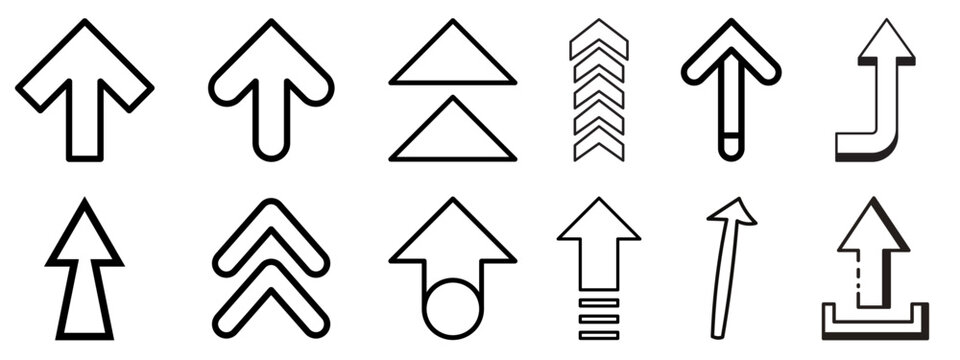 Up side arrow icon collection.  Flat Vector illustration arrows.
