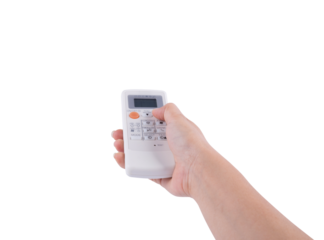 hand with air conditioner remote control