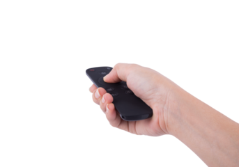 hand with multimedia tv remote contro
