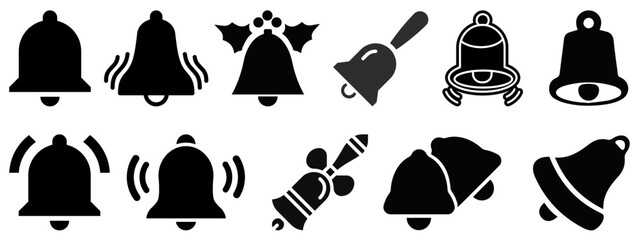 Bell Icon collection.Flat style vector illustration.notification bell. christmas bell icon set.  