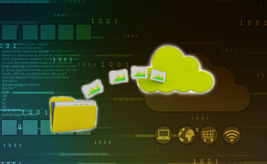 Naklejka premium 3d rendering Cloud computing concept, Cloud internet technology concept background, Cloud computing and network data Storage concept