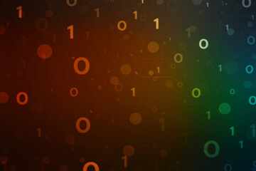 Binary Code Background, Digital Abstract technology background, flowing number one and zero text in binary code format in technology background. Internet Big data Concept