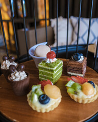 Luxury high tea with snacks and tea in a luxury hotel