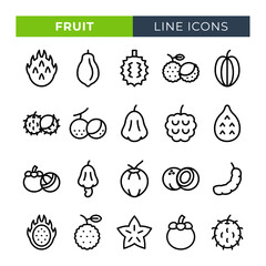 Fruit icons set. Vector line icons.