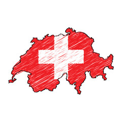 Switzerland map with chalk effect vector graphics