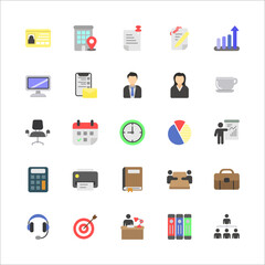 Business workplace office, Simple vector illustrator, Flat stye icons set, Pixel Perfect icons.