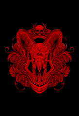 Goat skull with ornament head skull artwork illustration