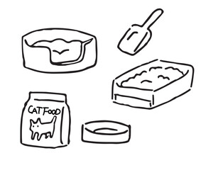 猫用品　猫のベッドとトイレ　キャットフード