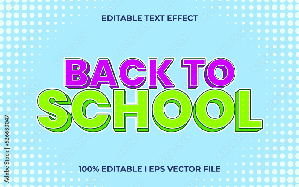 Poster back to school 3d text effect with gravity theme. stylish text lettering typography font style