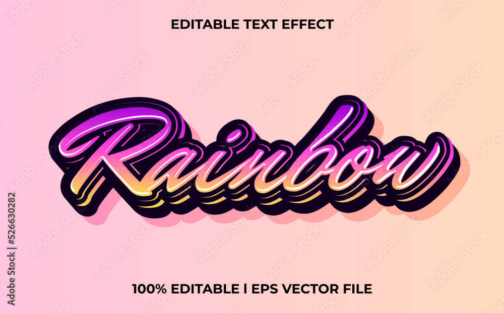 Poster rainbow 3d text effect with gravity theme. stylish text lettering typography font style