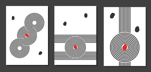 japanese zen garden wall art. boho style life balance poster. abstract vector geometric vector print set.