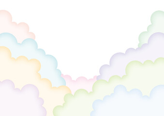 柔らかな雲の重なり　ファンタジックな空のフレーム