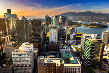 Aerial view of  Vancouver business district