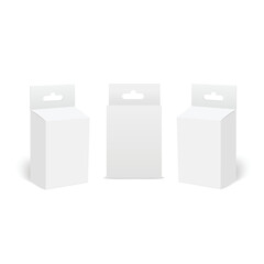 3d cardboard packaging gift box with handle. Vector