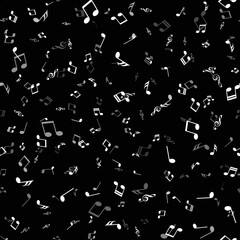 Seamless pattern with falling music notes. Vector
