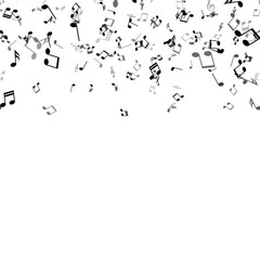 Abstract background with falling music notes. Vector