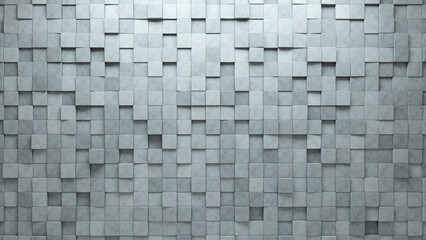 Concrete, Polished Wall background with tiles. Futuristic, tile Wallpaper with Square, 3D blocks. 3D Render
