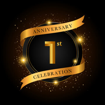 1st anniversary celebration. Golden anniversary celebration template design, Vector illustrations.