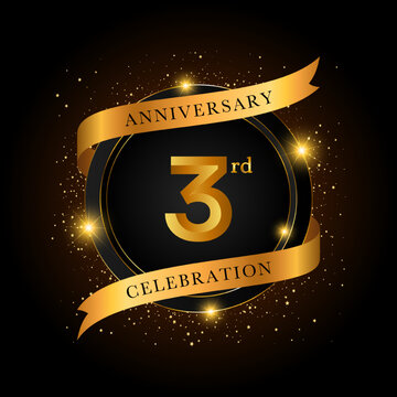 3rd anniversary celebration. Golden anniversary celebration template design, Vector illustrations.
