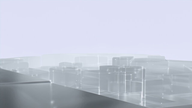 Digital Brain Neural Network. Machine Learning Concept with Copy Space. Light Tech Background. 3D Render.