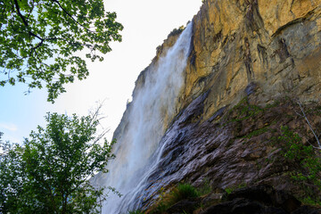 Fototapeta na wymiar View of Staubbach Falls in Lauterbrunnen, Bernese Oberland, Switzerland