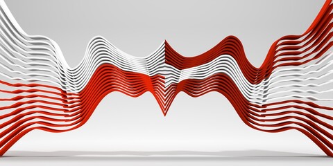 Concept of relationships between Poland and Austria. Waved national flags. Teamwork concept. 3D render