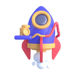rocket and money 3d illustration
