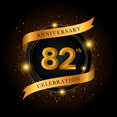 82th anniversary celebration. Golden anniversary celebration template design, Vector illustrations.