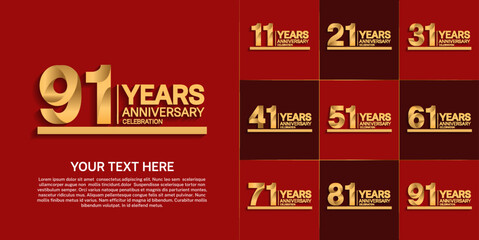set of anniversary golden color for celebration event