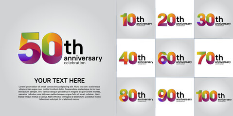 set of anniversary with colorful color for use on celebration event