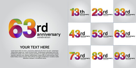 set of anniversary with colorful color for use on celebration event