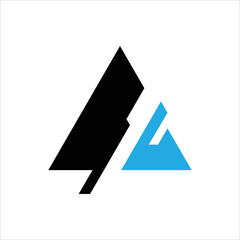 Two-tone triangle icon suitable for letter A logo in any industry