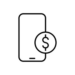 gadget and coin icon in a thin line, financial and business design element