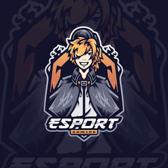 Cool Boy Mascot Esport Logo Design Illustration For Gaming Club