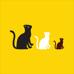 Three cats animal  logo design 