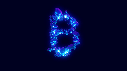 magic brilliants or frozen ice - bitcoin sign, creative font, isolated - object 3D rendering