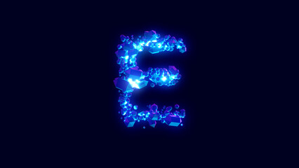 magic brilliants or frozen ice - letter E, creative font, isolated - object 3D rendering
