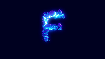 magic diamonds or ice - letter F, creative font, isolated - object 3D rendering