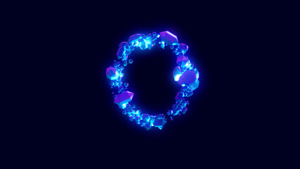 magic diamonds or ice - letter O, creative alphabet, isolated - object 3D rendering