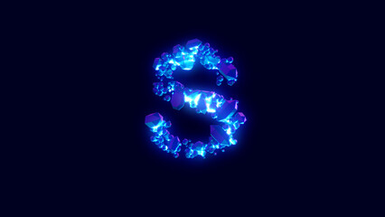 magic brilliants or ice crystals - letter S, creative font, isolated - object 3D rendering