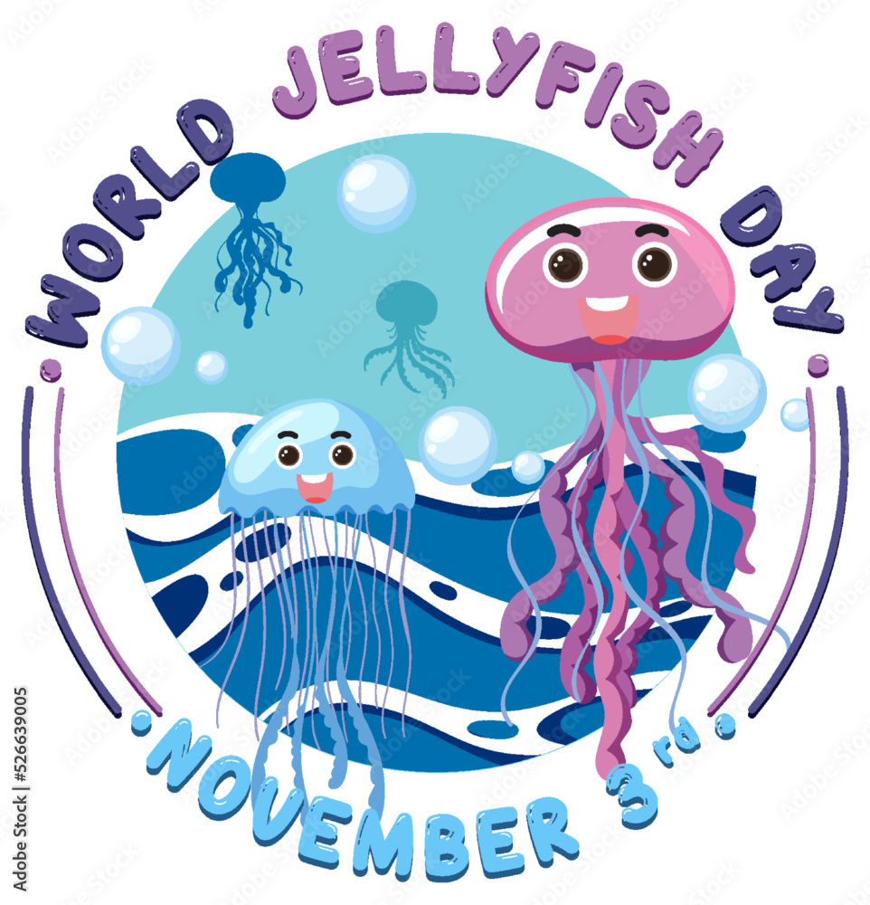 Poster world jellyfish day logo design