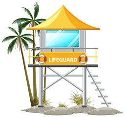Lifeguard Tower Cartoon Style