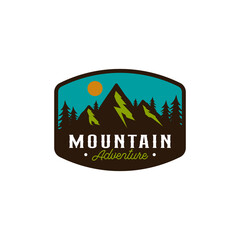 Forest Mountain Adventure Outdoor Emblem Logo Design