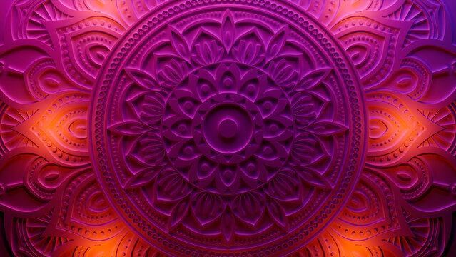 Pink Decorative Design Wallpaper. 3D Diwali Celebration Concept. 3D Render.