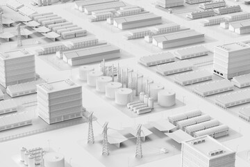 white industry model or smart industrial estate park with infrastructure development - obrazy, fototapety, plakaty