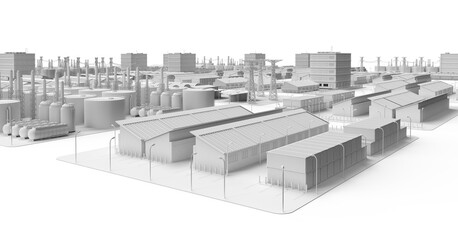 white industry model or smart industrial estate park with infrastructure development