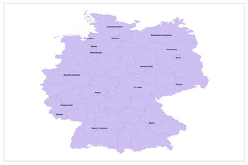 Germany Vector Map illustration with its districts on white background